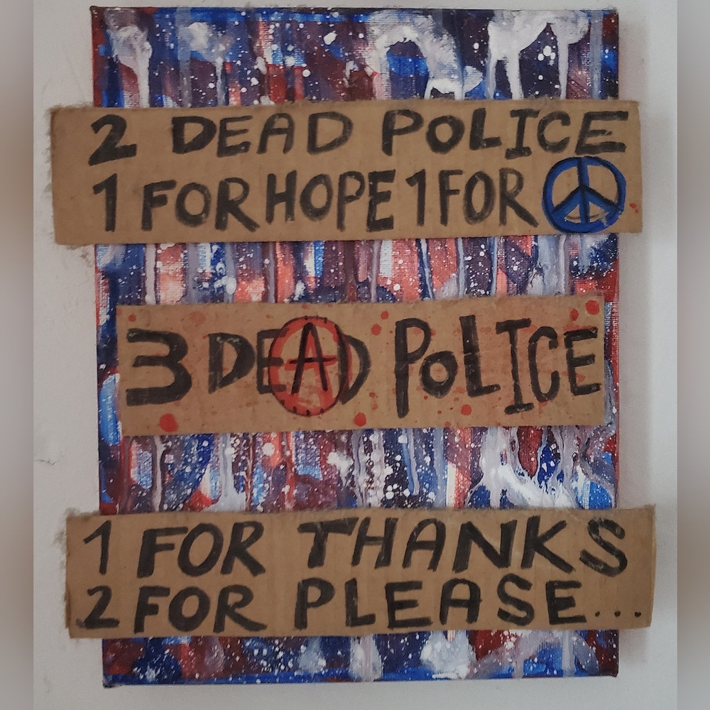 Handmade Star F*cking Hipsters "two cups of tea" punk canvas multi media